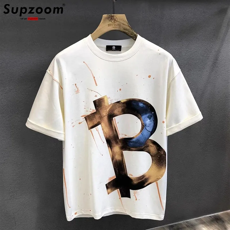 Supzoom New Arrival Summer High Street Splash Ink Printing Neutral O-neck Casual Heavy Texture Cotton Ins Loose Men T shirt