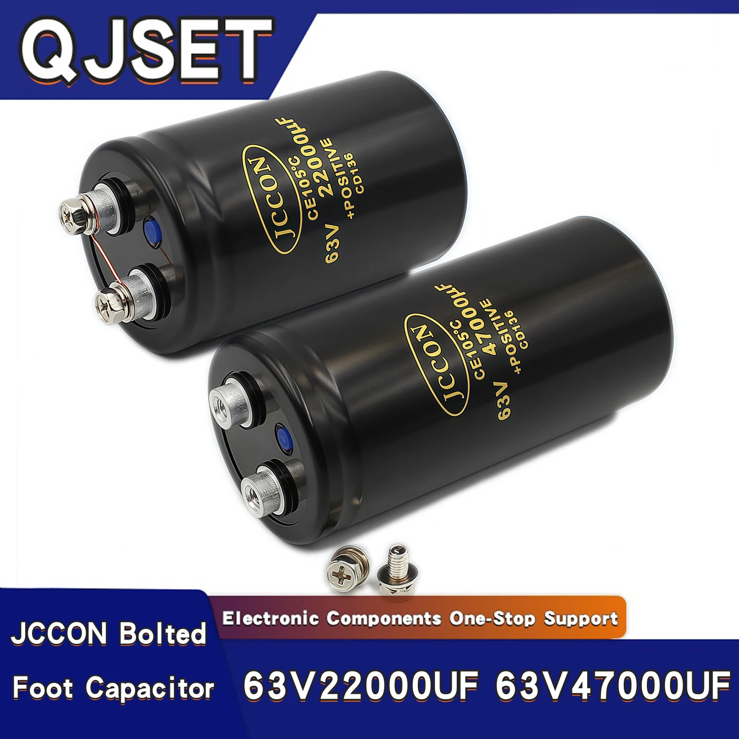 1 pcs 63v 22000uf 63v 47000uf New Bolt-Mount Capacitor JCCON Suitable for Inverters/Welding Machine/Large Screw-Foot Capacitors