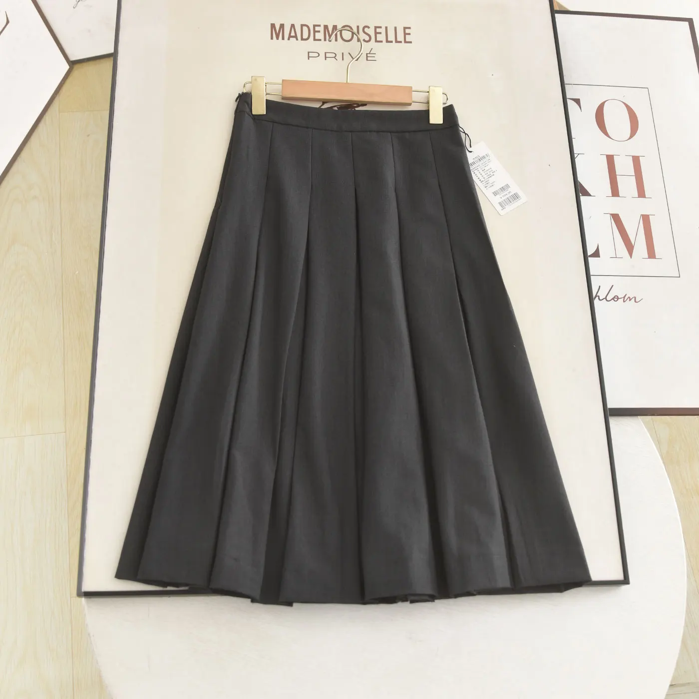 

Gray High Waist Midi Skirt Business Style Commute Slimming A-Line Skirt Spring Summer Autumn Season Women's Fashion Skirt
