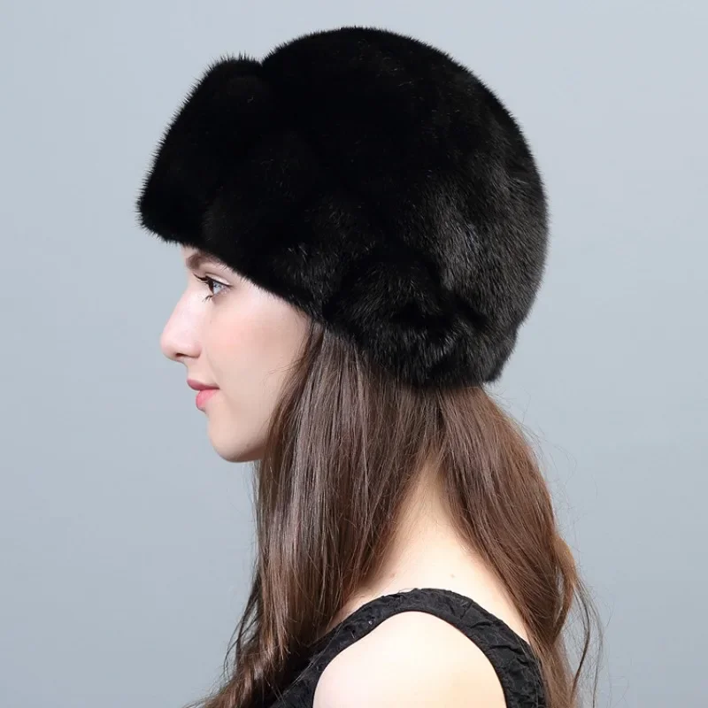 Mink Hat Children's Winter Mink Fur Mink Leather Hat Winter Warm Snow Hat Whole Mink Fur Straw Hat