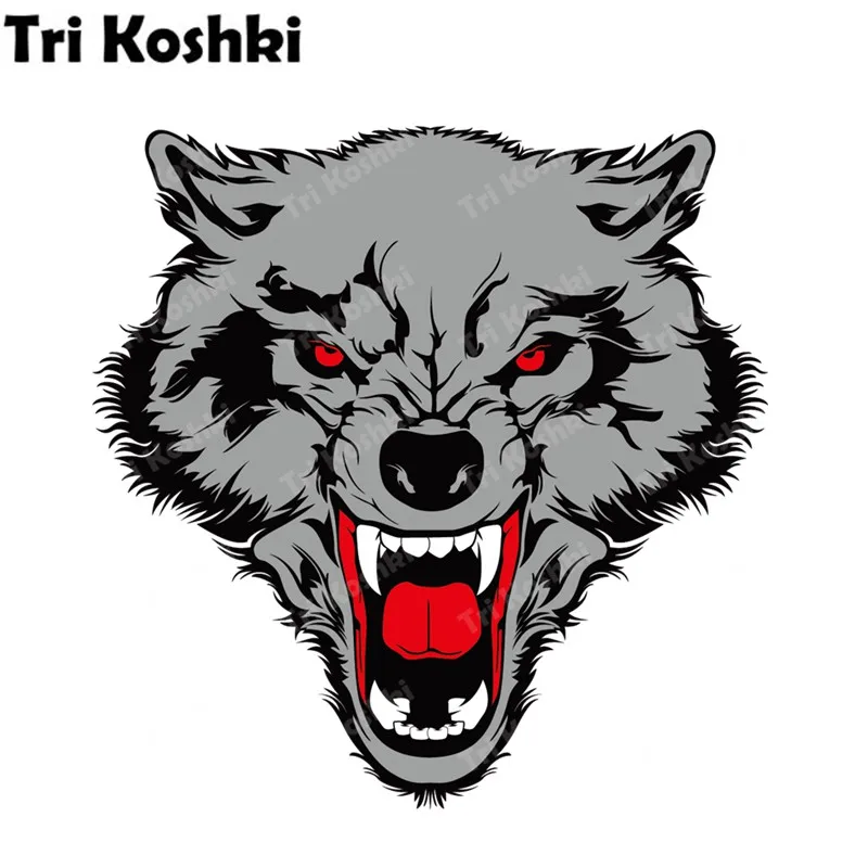 Tri Koshki Kcs740 Ferocious Wolf Car Sticker Pvc Decals Motorcycle Accessories Sticker on Suv off Road Car Bumper Laptop Wall