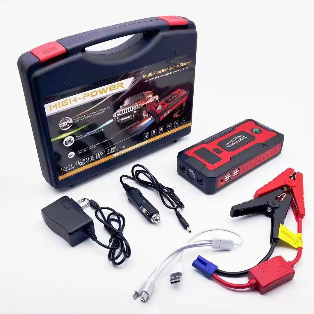 Car Jump Starter, Portable 12V Air Pump Tire Inflator with Power Bank and LED Light