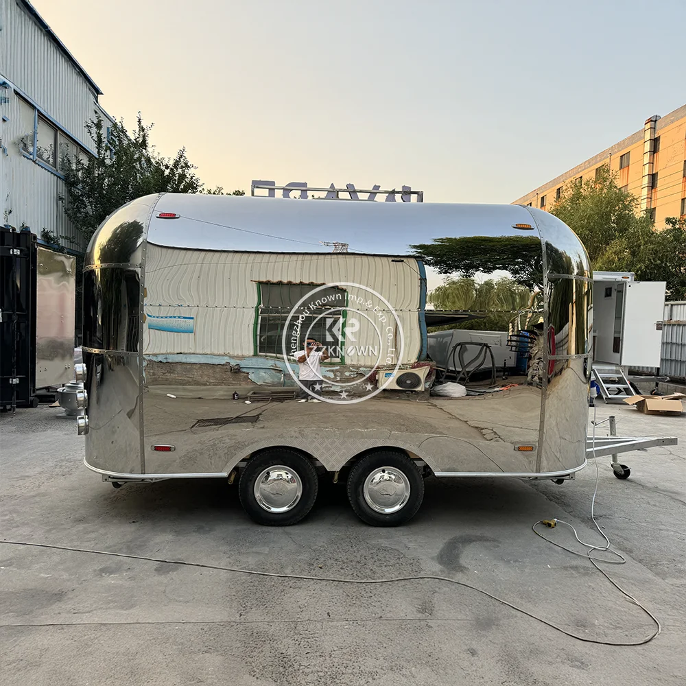 Carro de comida de concessão personalizado em aço inoxidável, cachorro-quente, trailer móvel de catering, caminhão de comida com cozinha completa