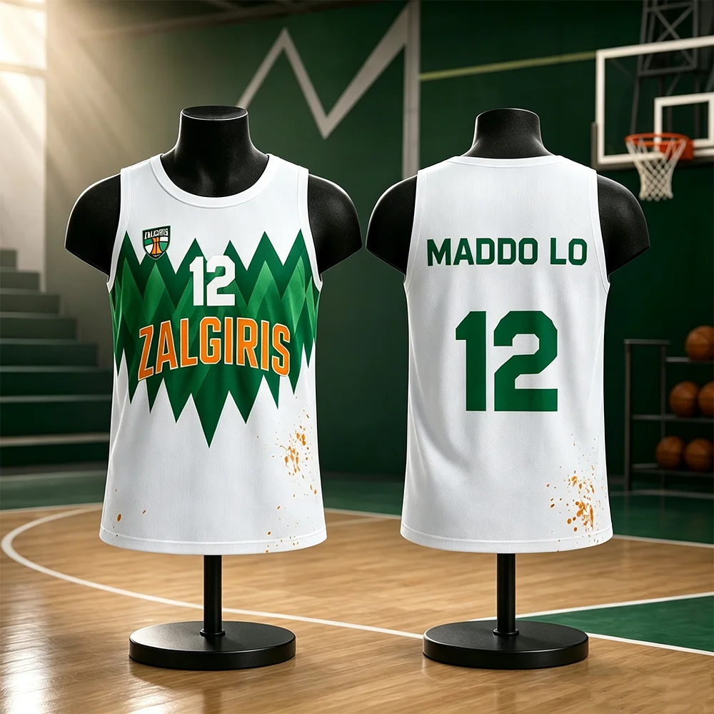 Litauen Unisex Žalgiris Kaunas Basketball-Trikot Weste Schnelltrocknende Sport-Trainingsweste für Kinder Spezielle Spieltag-Ausrüstung – Detail 5