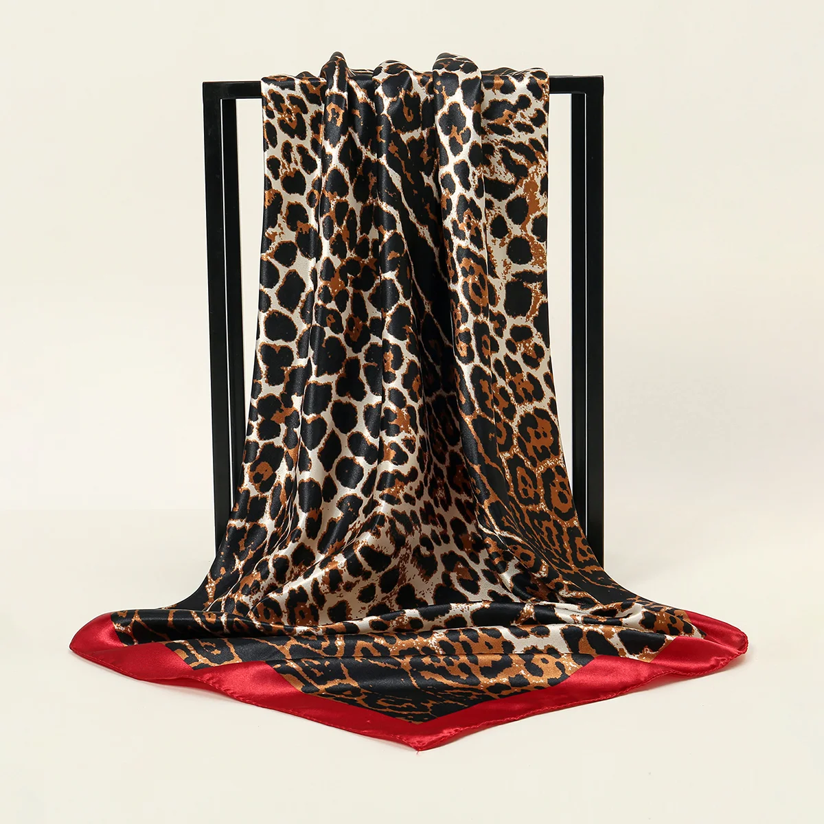 90*90cm Leopard Printed Square Scarf Women Luxury Designers Scarf Fashion Dot Headband Matte Satin Silk Hair Band Handkerchief