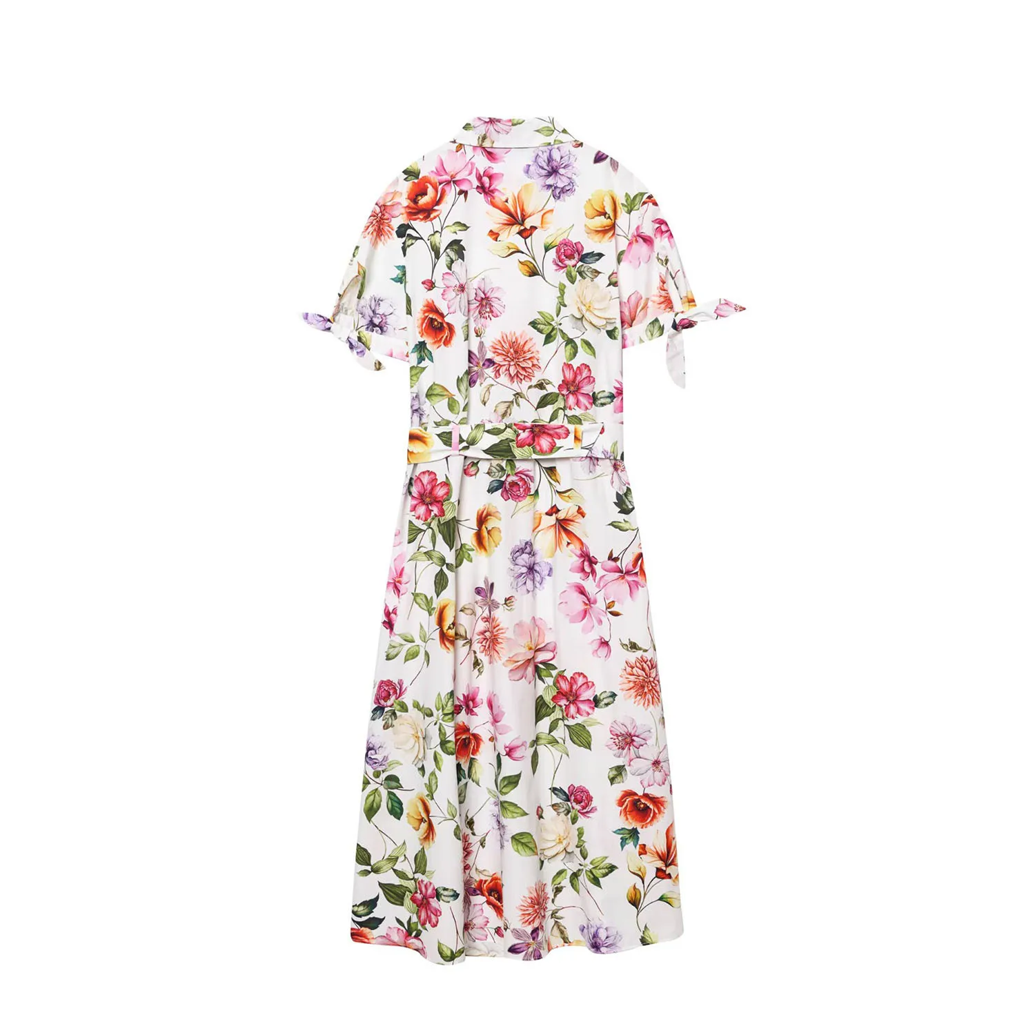 2025 imprimé à manches courtes Flip cravate ceinture tempérament été nouvelle robe été nouveau Style femmes robe à la mode charme robe