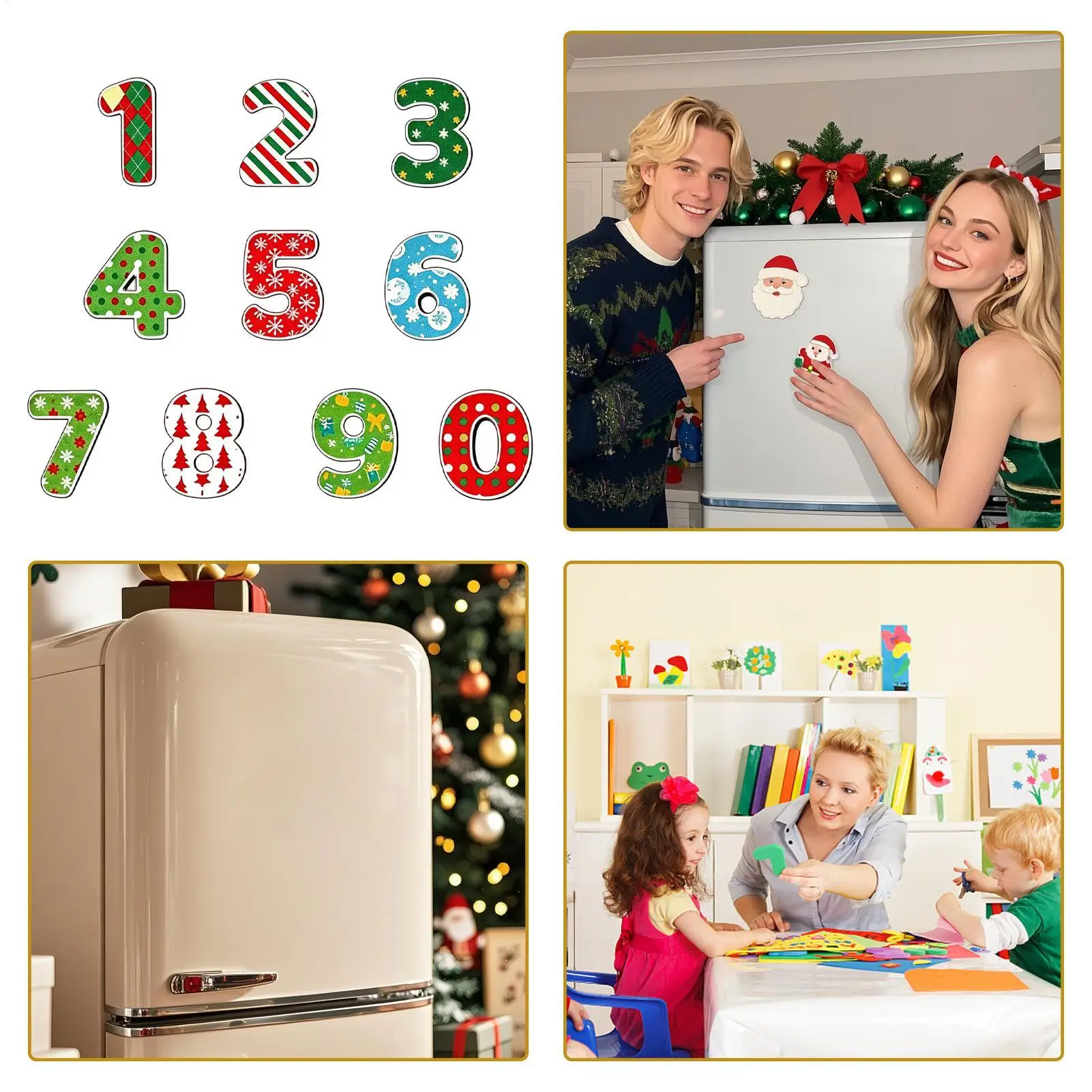 Christmas Fridge Magnet 10 Piece Cute Acrylic Number Kitchen Decor Funny Whiteboard Magnets For Dry Erase Board Locker Mailbox