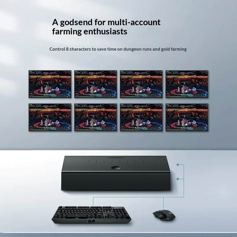UGREEN 60102 CM229 USB 8 Port Synchronous Controller Multi Computer Keyboard Mouse Control Sharing Device