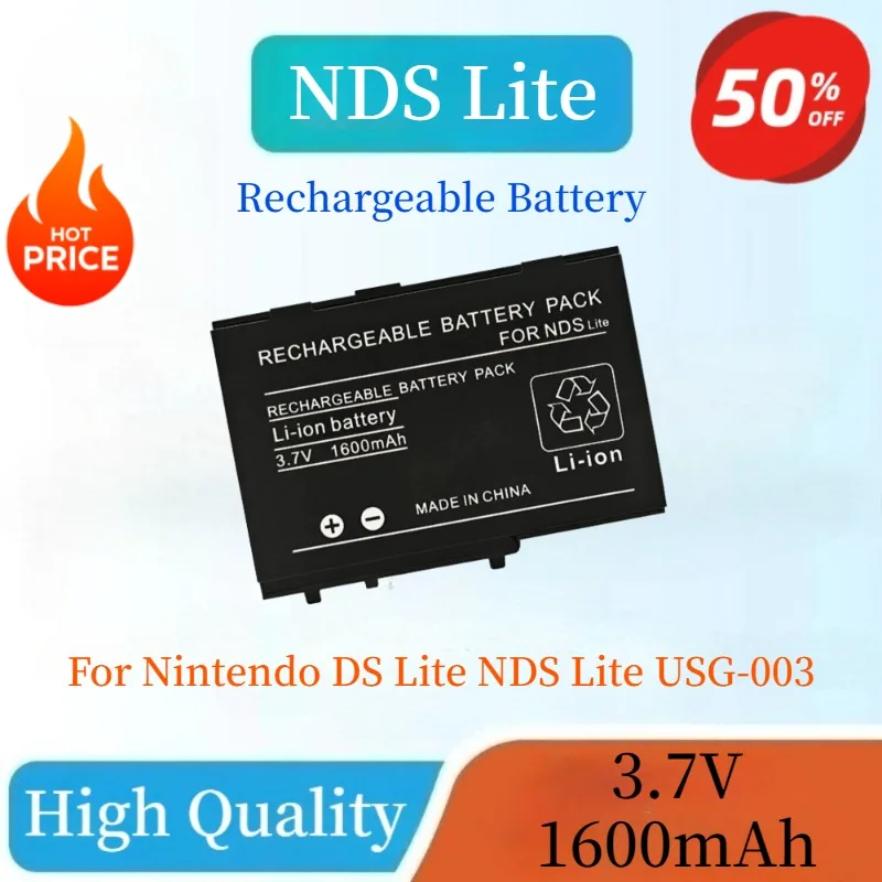 

2 шт., высококачественный новый сменный игровой аккумулятор 3,7 В 1600 мАч для Nintendo DS Lite NDS Lite USG-003