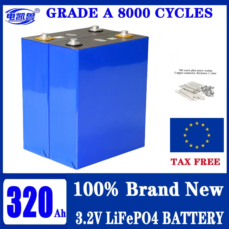 

Duty free brand new A-class 3.2V 320AH Lifepo4 rechargeable battery DIY 12V 24V 48V caravan yacht solar system