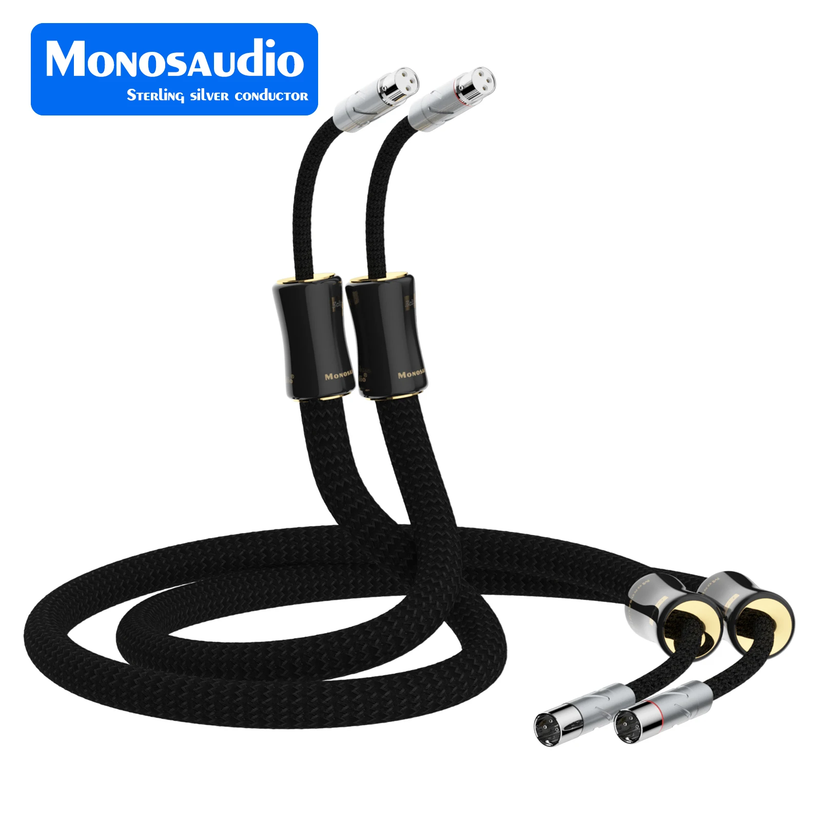 Monosaudio Eclipse monocrystal Pure Silver XLR Balanced Interconnect Cable With Rhodium Plated XM700R/XF700R XLR Connectors