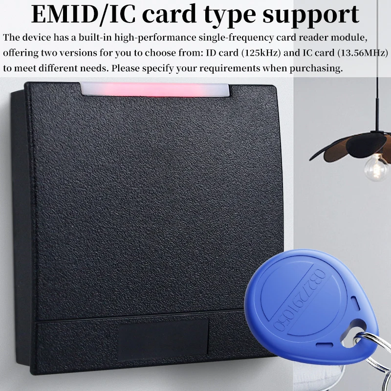 Industrial Modbus RTU RS485 Reader Black Waterproof ABS Support 03H/06H Function Code, NFC/EMID/IC RF Card Swiper for Automation