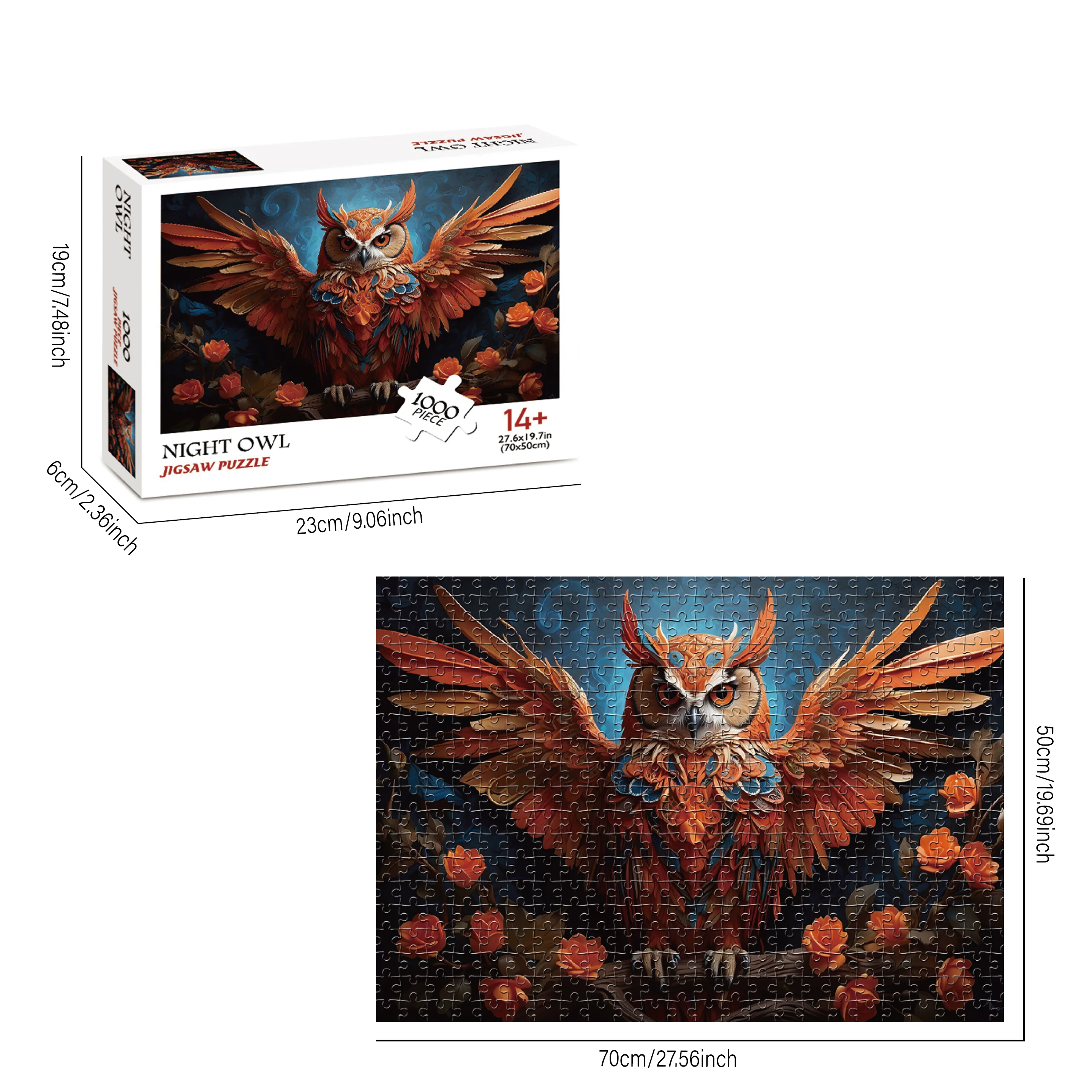 1000 Teile Nachteulen-Puzzles für Erwachsene, Heimdekoration, Spiele, Familienspaß, Bodenpuzzles, Lernspielzeug für Kinder