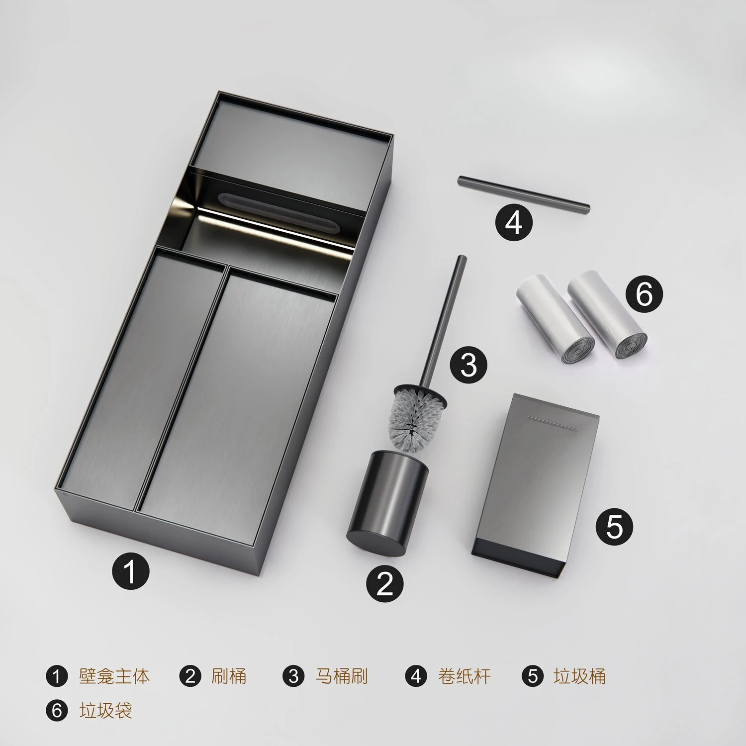 Bathroom Stainless Steel Niche Rack Embedded Finished Product Toilet Embedded Toilet Trash Can Wall Cabinet