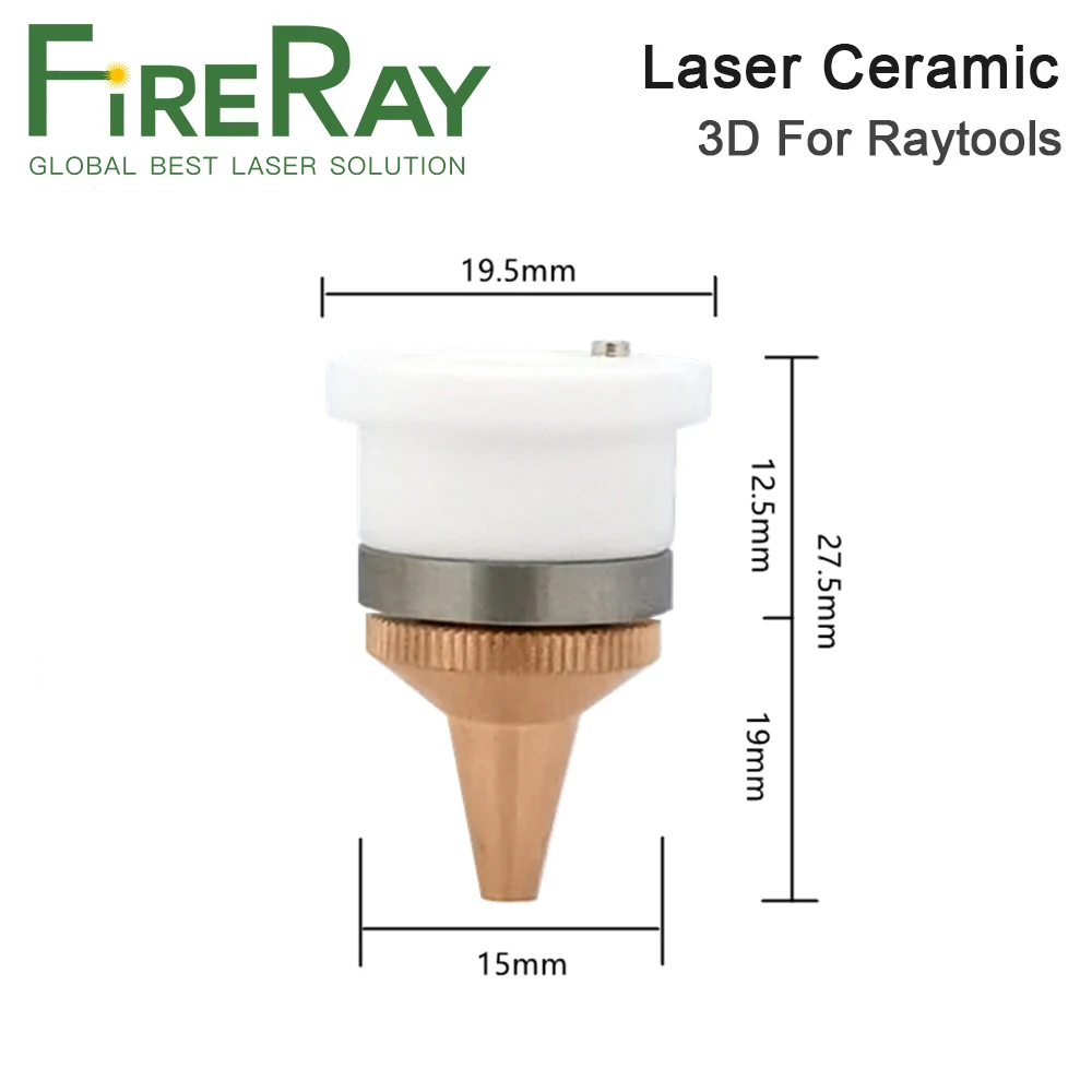 FireRay 1Pcs Laser Ceramic of 3D Cutting Head Dia.19.5mm Thread M8 Height 12.5mm Nozzle Holder for Raytools BT240S RC Series