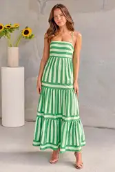 Summer Casual Spaghetti Strap Long Dresses for Women Print Strap Sleeveless Dress Beach Vacation Sundress vestido fiesta mujer
