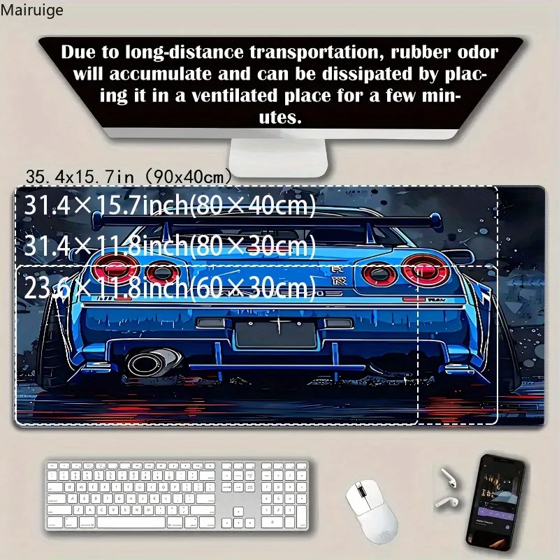 Tappetino per mouse per auto da corsa sportiva da rally Stampa HD Giocatori di computer Bordo di bloccaggio Tappetino per mouse antiscivolo XXL900x400cm Tastiera per PC Tappetino da scrivania
