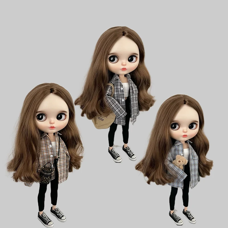 New Arrival Blyth Clothes Casual Plaid Shirt Long Sleeve Checkered Top Outfit for Blyth OB24 Azone Pullip 1/6 Dolls Accessories