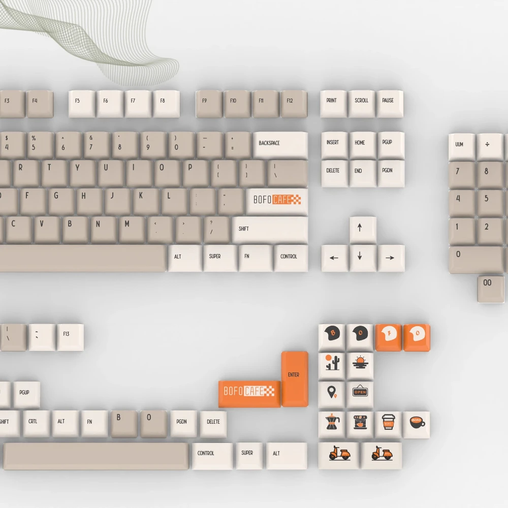 

Ковпачок для клавиатуры BOFO Coffee Theme 157 клавиш PBT + ABS на заказ в стиле ретро, колпачок для клавиатуры с вишневым профилем, офисный игровой колпачок для механической клавиатуры