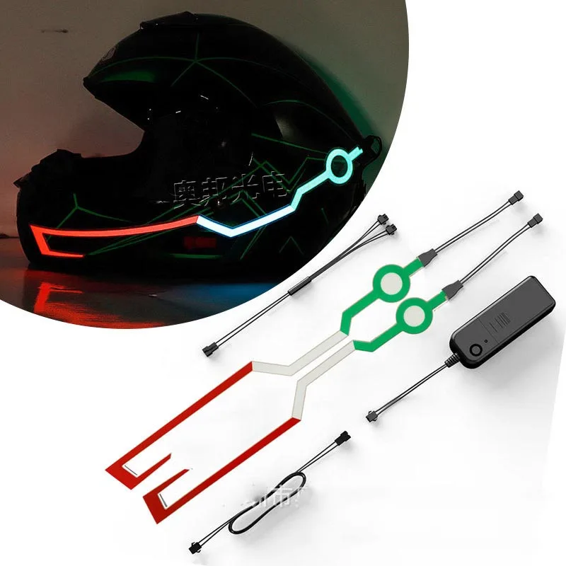 Helm Sepeda Motor LED Strip Bercahaya Lampu Dingin Strip Stiker Bercahaya Reflektif Berperekat Dekorasi Tahan Air Dimodifikasi