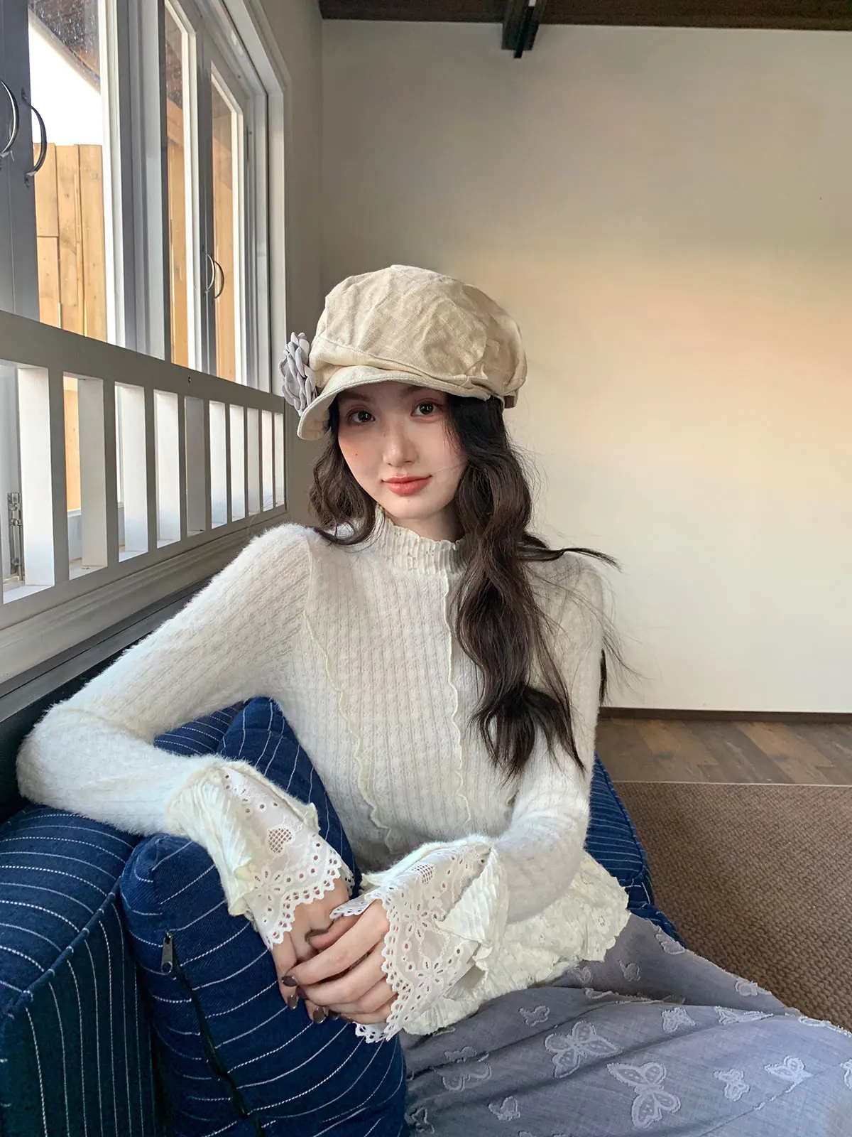 

Мягкий и приятный на ощупь женский топ-белье больших размеров для осени, с длинными рукавами-колокол, для комфортного ношения (для тех, кто любит съесть кусок сыра)