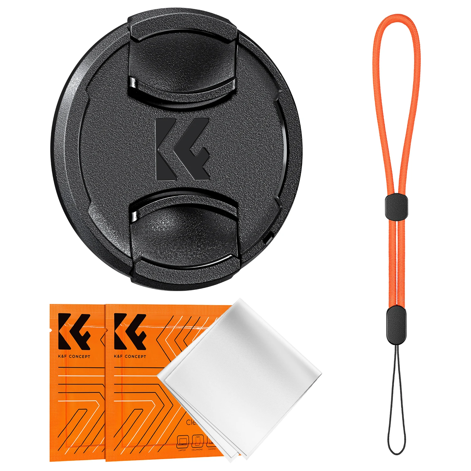 

K&F CONCEPT Snap-On Center Pinch Lenses Cap 4 in 1 with Anti-Loss Keeper Leash for Nikon Canon Sony Leica Fujifilm Camera Lenses