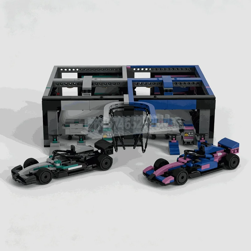 1221Parts Racing Garage And Pit Stop Building Blocks Model DIY Assembly Double Speed Car Workshop Creative Display Gift