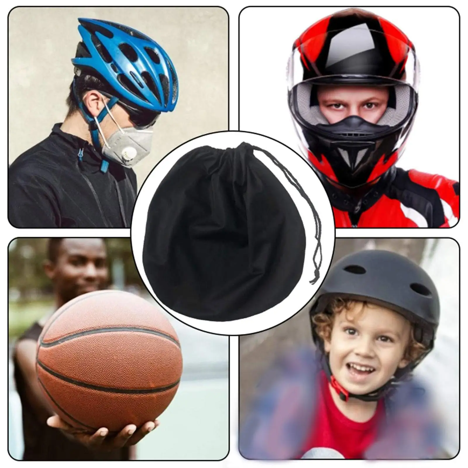 Cloth Helmet Bag Dust Proof Drawstring Design Good Toughness Balck Helmet Storage Bag For Cycling Trail Motorcycle Accessor N1I0