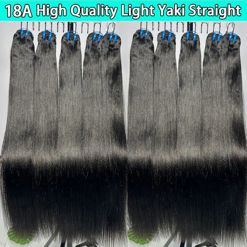 18A Yaki Straight Human Hair Bundles 100g Per Bundle 100% Human Hair Sew In Weaves 10-30 Inch 1B Natutral Black Color
