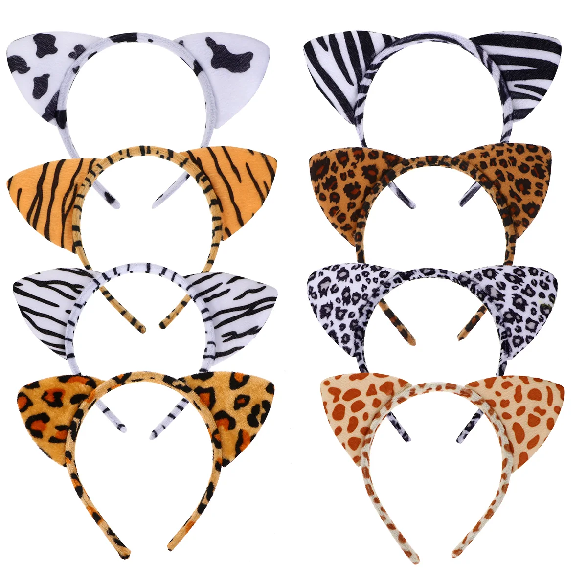 8 Pcs Aldult Little Leopard Headband Miss Animal Cat Ears Cloth Halloween Headbands