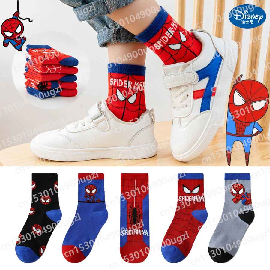 

1 Pair Random Disney Spidermans Anime Spiders Cartoon Baby Autumn Winter New Cotton Sock Warm Mid-calf Socks for Boys 1-12 Years