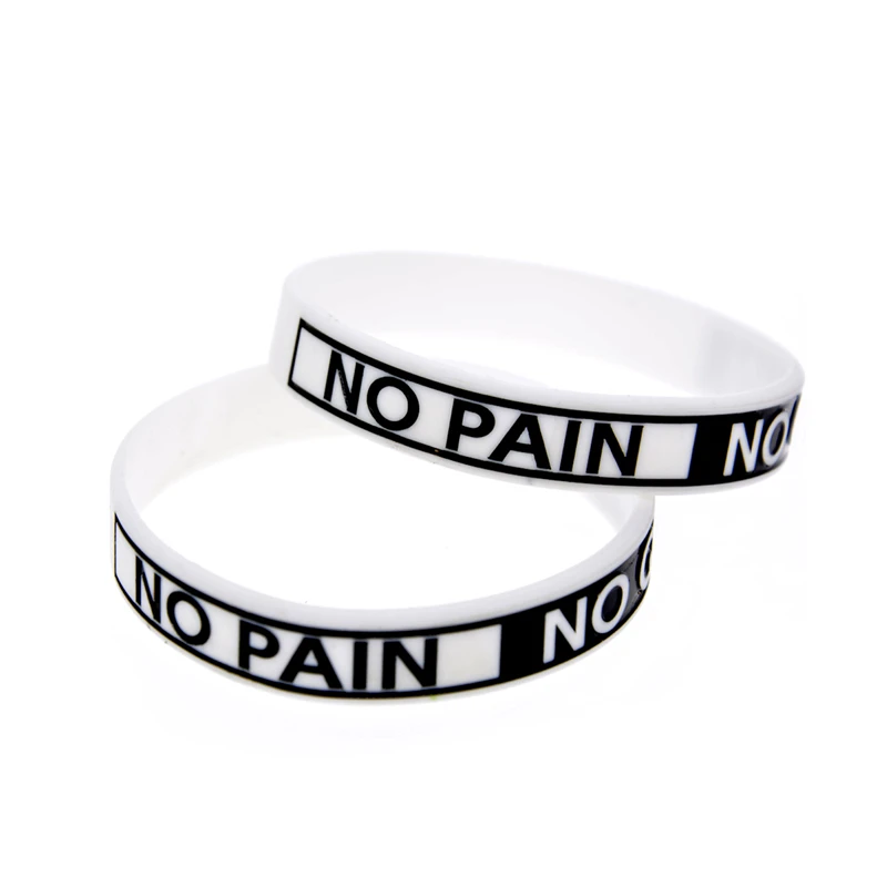 1 Stück/4 Stück 1/2 Zoll breites „No Pain No Gain“ Silikon-Armband Unisex Fitness Sport Armreif – Detail 3