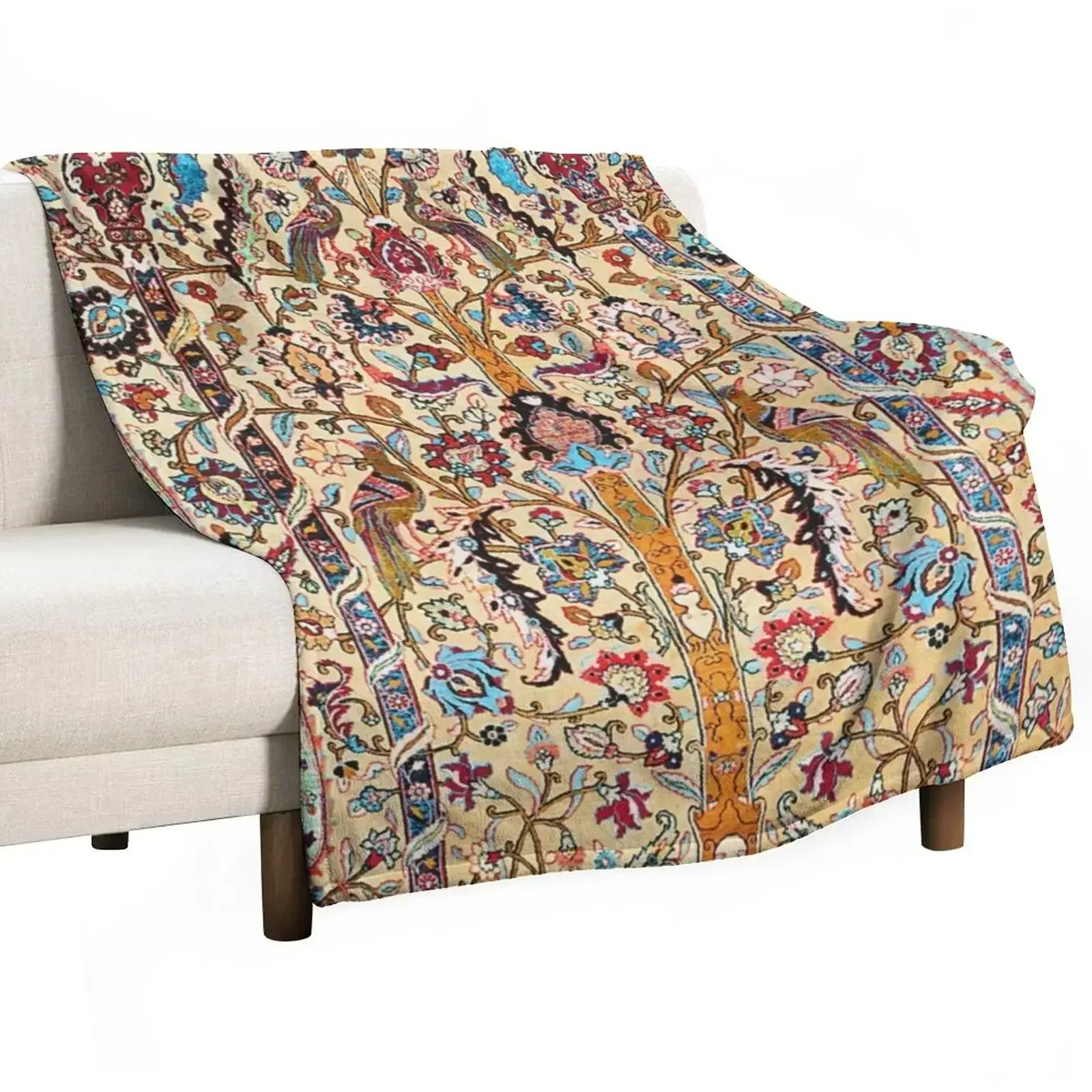 Tehran Antique Silk Persian Carpet Print Throw Blanket Hairys Blankets For Bed Luxury St Blankets