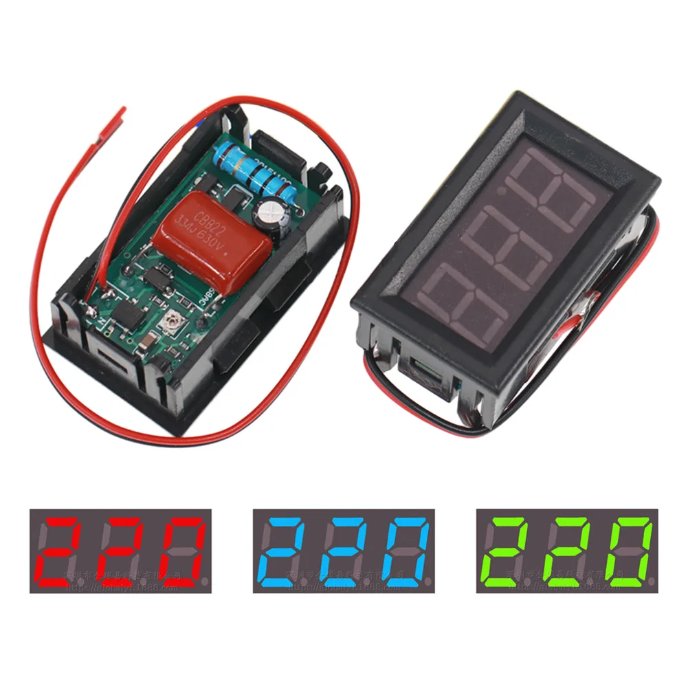 1ชิ้นตัวเลข LED ดิจิตอลแสดงให้เห็นตารางแรงดันไฟฟ้ากระแสสลับ2เส้นสีแดงน้ำเงินเขียว AC220V 70V-500V อุปกรณ์เครื่องมือไฟฟ้า
