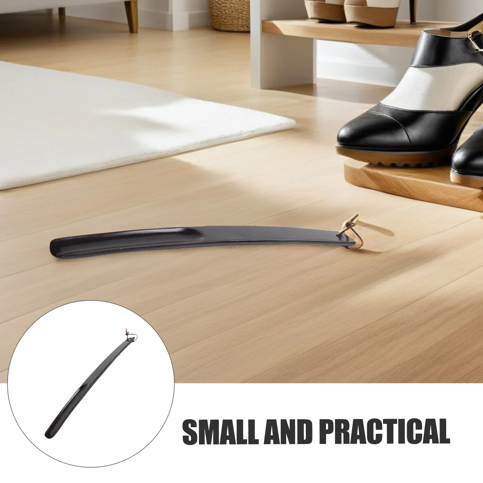 

1pc Premium Solid Wood Shoehorn Long Handle Portable Comfortable Easy Use Telescopic Shoe Lifter for Home Travel Seniors Durable