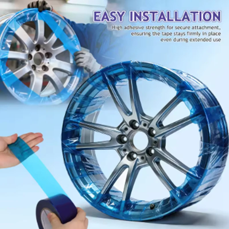 

Blue PE Protective Film, No Residue Anti-Scratch Self-Adhesive Barrier Film for Car Wheel Rim Hub, Auto Paint Surface Protection