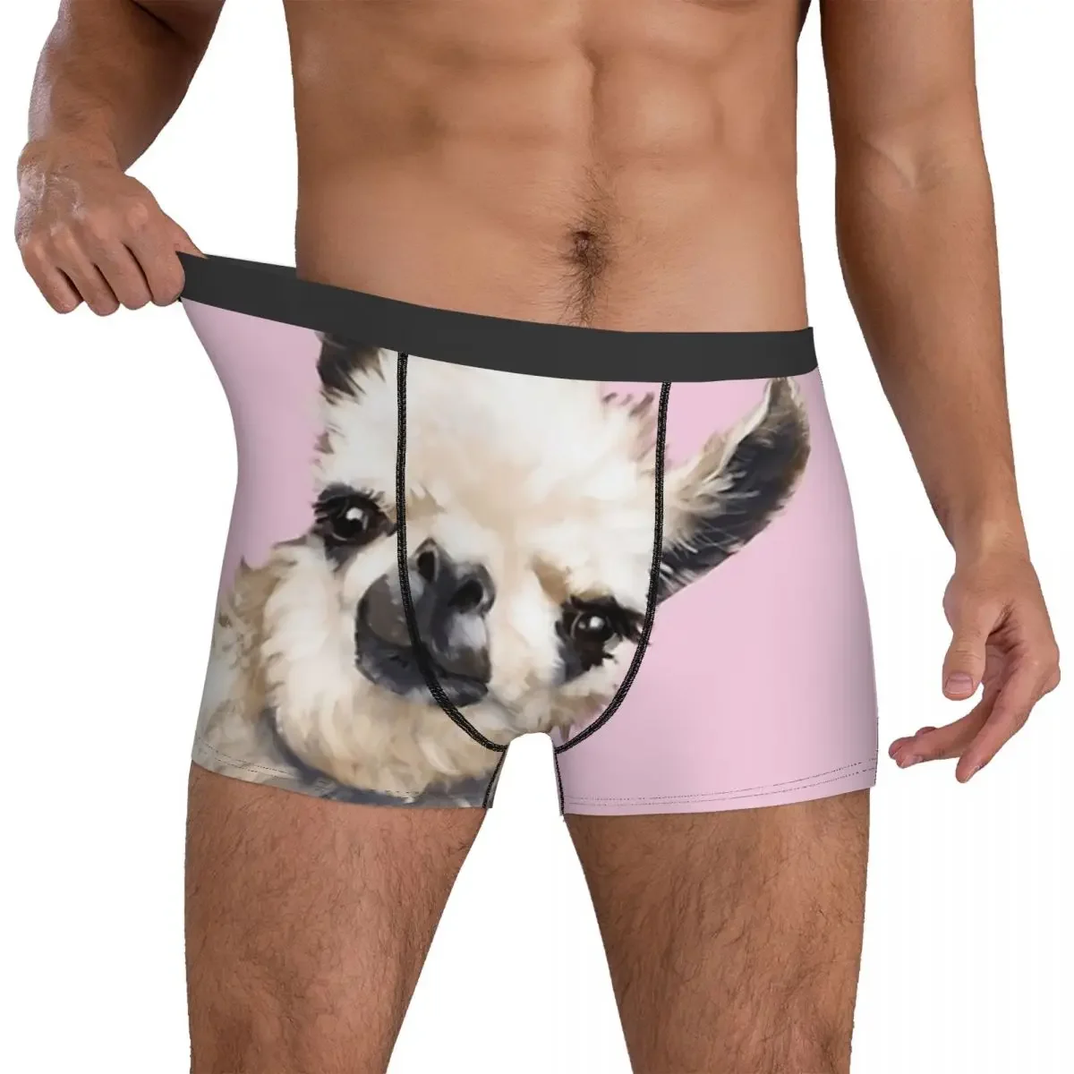 Boxer Underpants Shorts Llama Alpaca Animal Panties Men's Breathable Underwear for Homme Man Boyfriend Gift