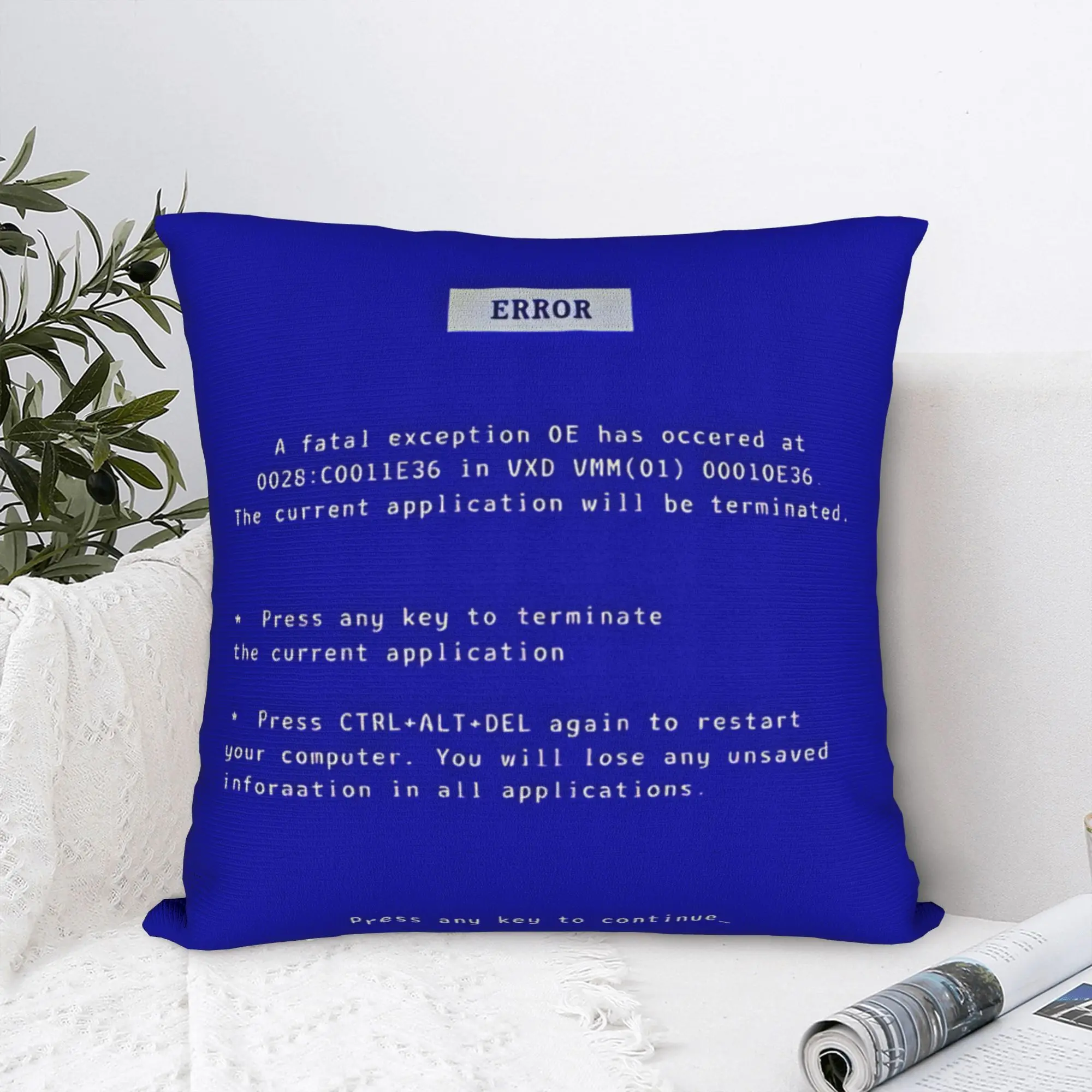 Funny Blue Screen of Death Pillowcases  Retro Trendy Pillow Case For Couch Sofa Bedroom Soft Pillow Cover