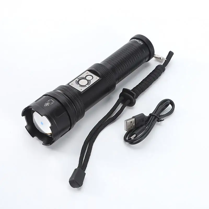 Led Torch Zoomable Multifunctional Camping Light 46 Modes Flashlights With Battery Indicator Portable Survival Tools For Hunting