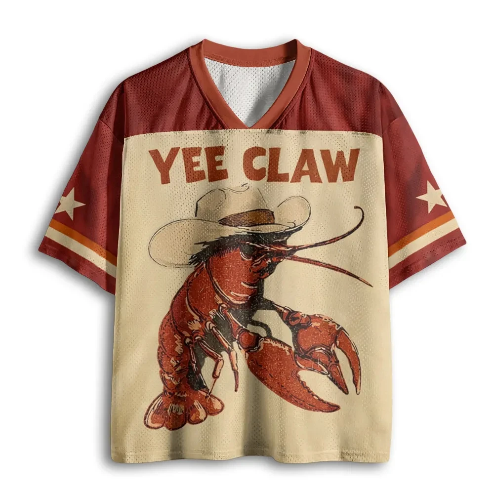 2026 Sommer Mode Neuer Stil Lustiges Western Cowboy Hummer 3D-Druck Schnelltrocknendes T-Shirt Lässiges Lockeres V-Ausschnitt T-Shirt Große Größen – Detail 3