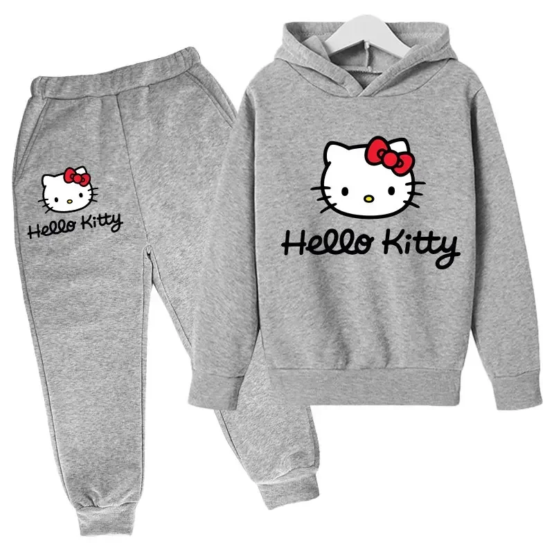 Hoodies Sets boys outfit set Kids hello kitty Clothes Girls Clothing Tops Pants Suits 4-14 Years Old ports Suits Hoodies Sweater