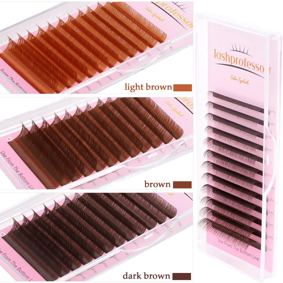 Brown Eyelash Extension Maquillaje Makeup Individual Eyelashes Light Brown Colour False Lash Mocha Color Synthetic Mink Lashes