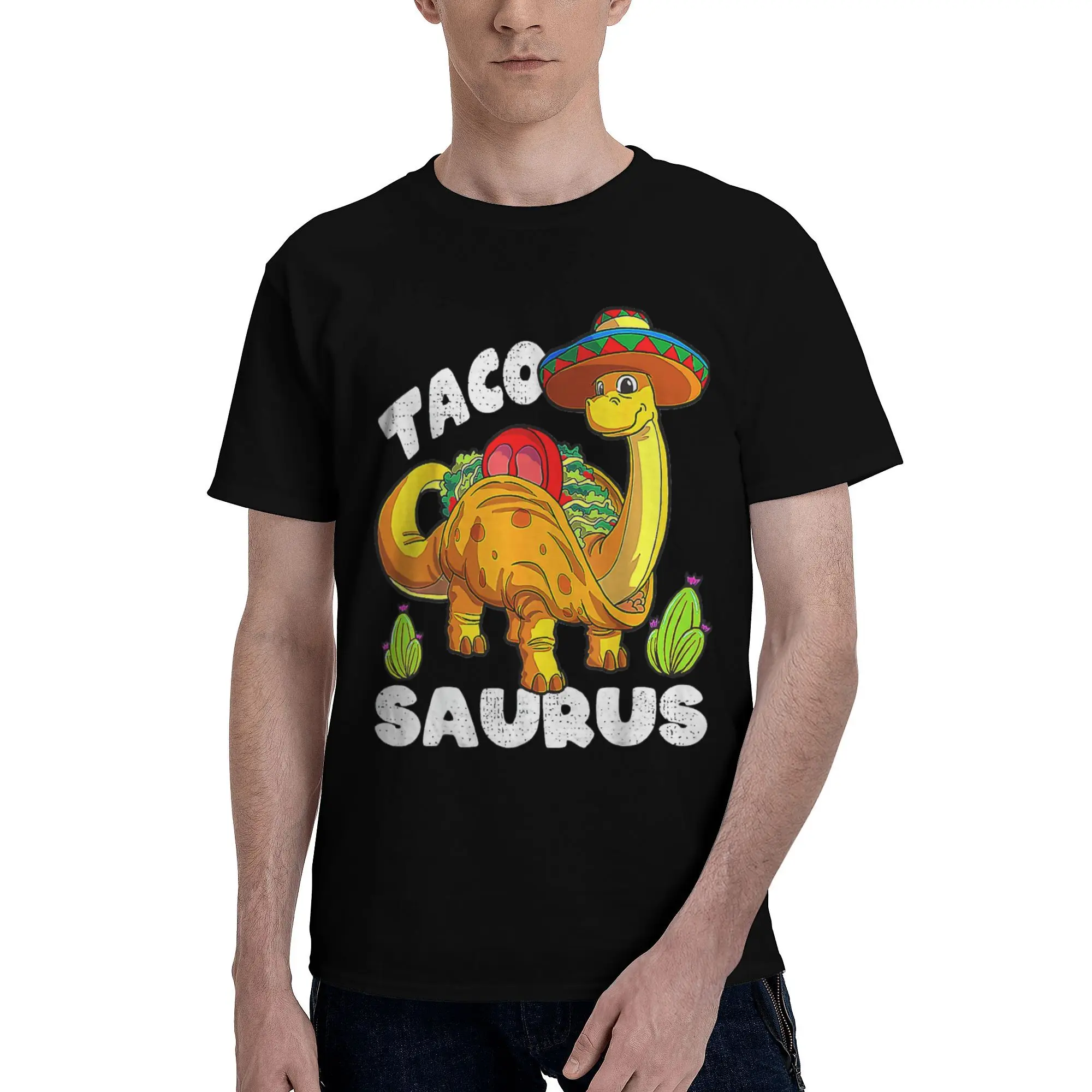 Tacosaurus Taco Dinosaur Funny Dino Cinco De Mayo Mexican Tee Shirt for Men Women Printed T Shirts  Cotton Clothes