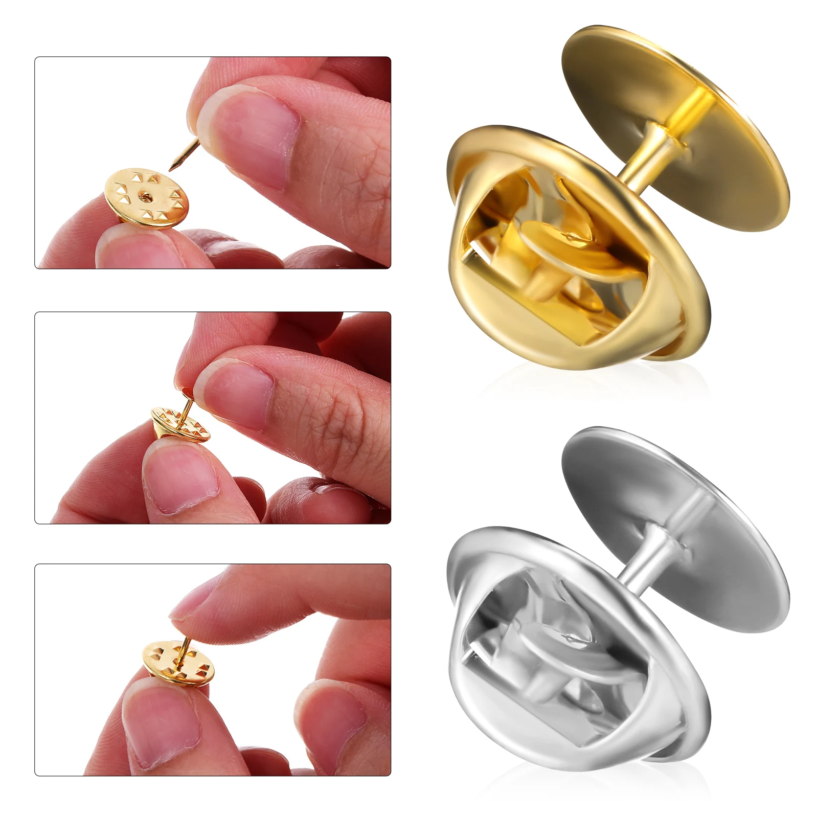 

60 set 60 Sets Jewelry Pin Backs 30 Gold 30 Silver DIY Badge Pins Copper Metal Locking Brooch Accessories Enamel Pin Backings