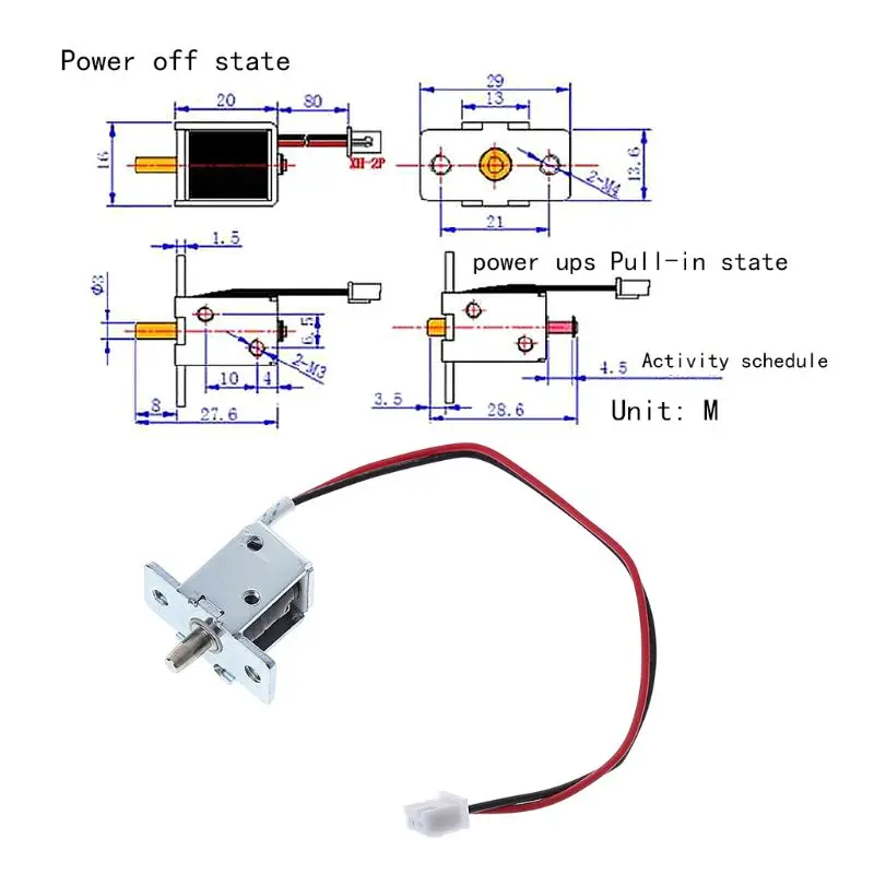 for DC 12V Mini Electronic Door Lock Compact Solenoid for Valve Lock Push-Pull Lock for Power on to Unlock Safety Functi