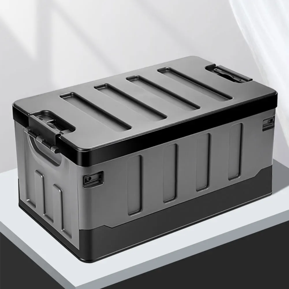 

60L Outdoor Camping Storage Box with Lid & Handles Portable Folding Storage Case Collapsible Storage Container Car Accessories