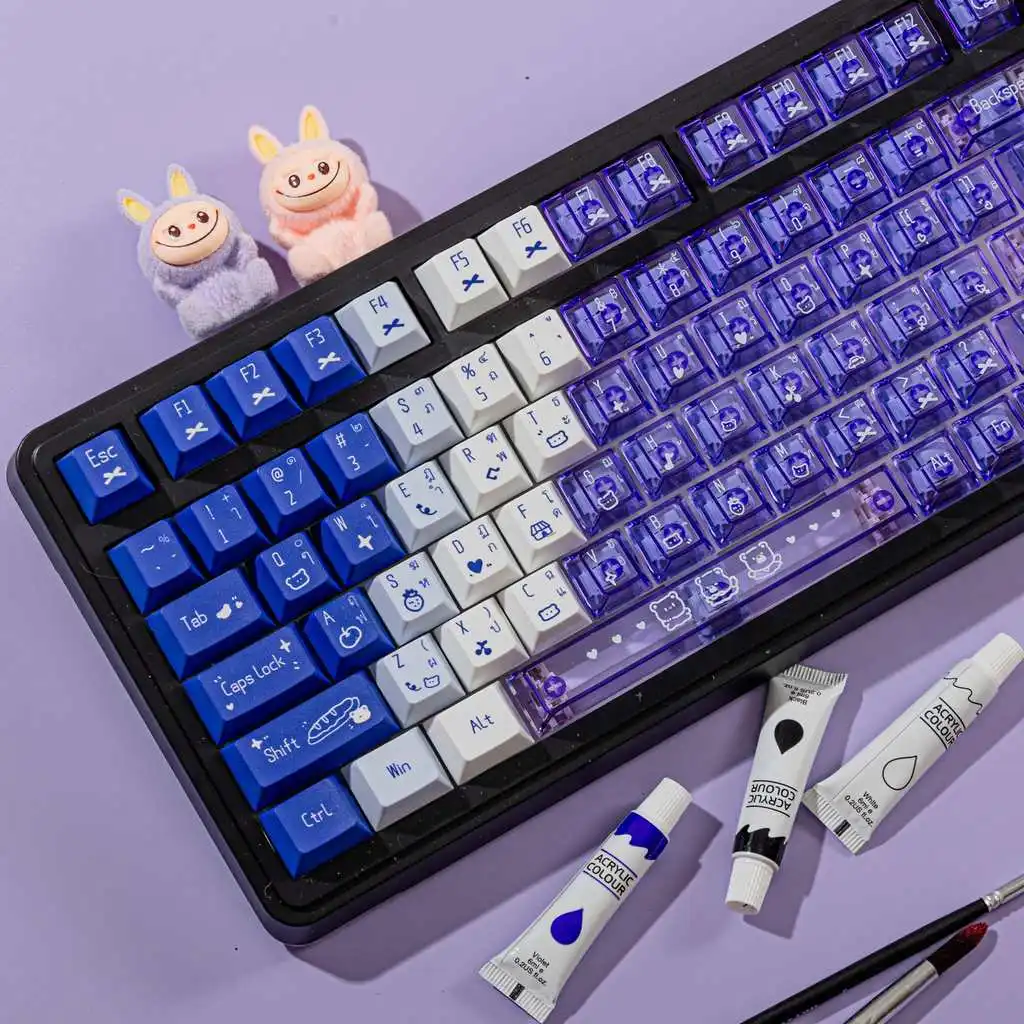 

Purple Sauce Keycaps Gradient Purple Transparent Mechanical Keyboard Keycaps Cherry Profile Customization Complete Set PBT+PC