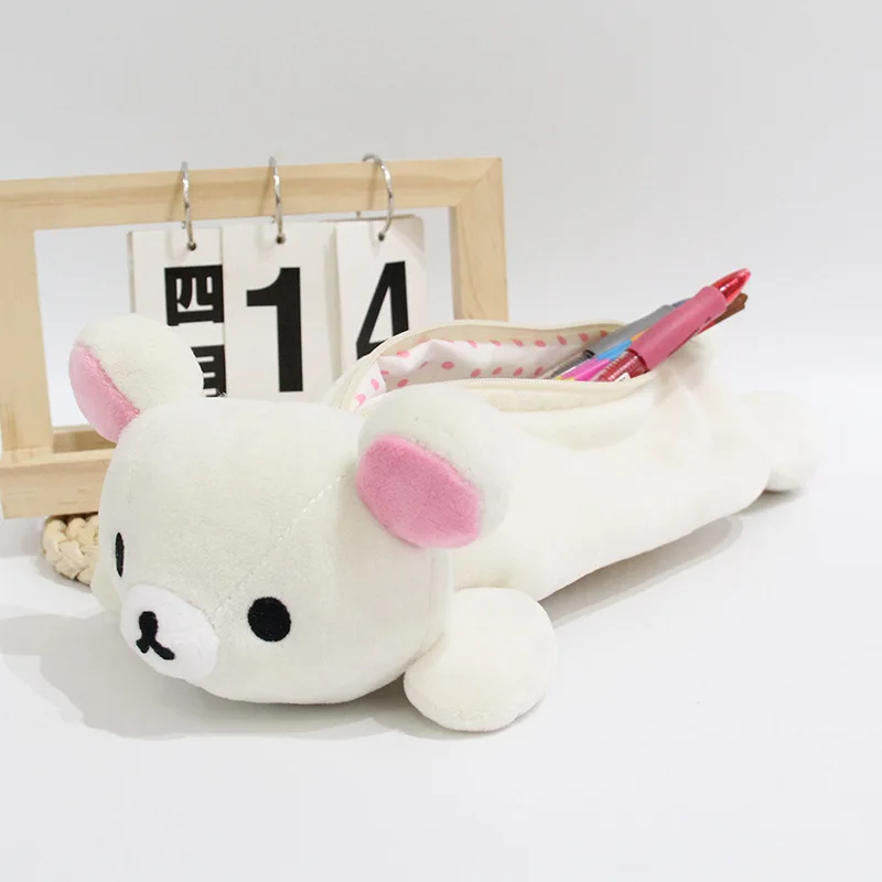 Rilakkuma Plushes مقلمة لطيفة الاسترخاء الدب طالب العودة إلى المدرسة القرطاسية أكياس جديدة للأطفال تخزين حقيبة أقلام الأطفال هدية