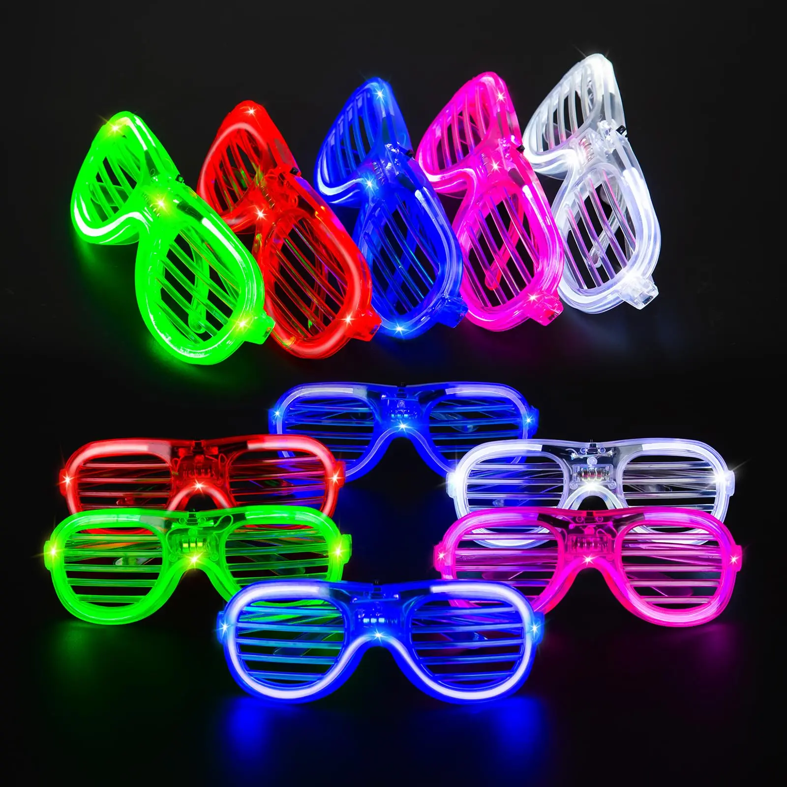 

40 Packs LED Glasses 5 Neon Colors glow in the dark party supplies Favor for Kids Adult Glow sticks Light Up Glasses fit Holiday