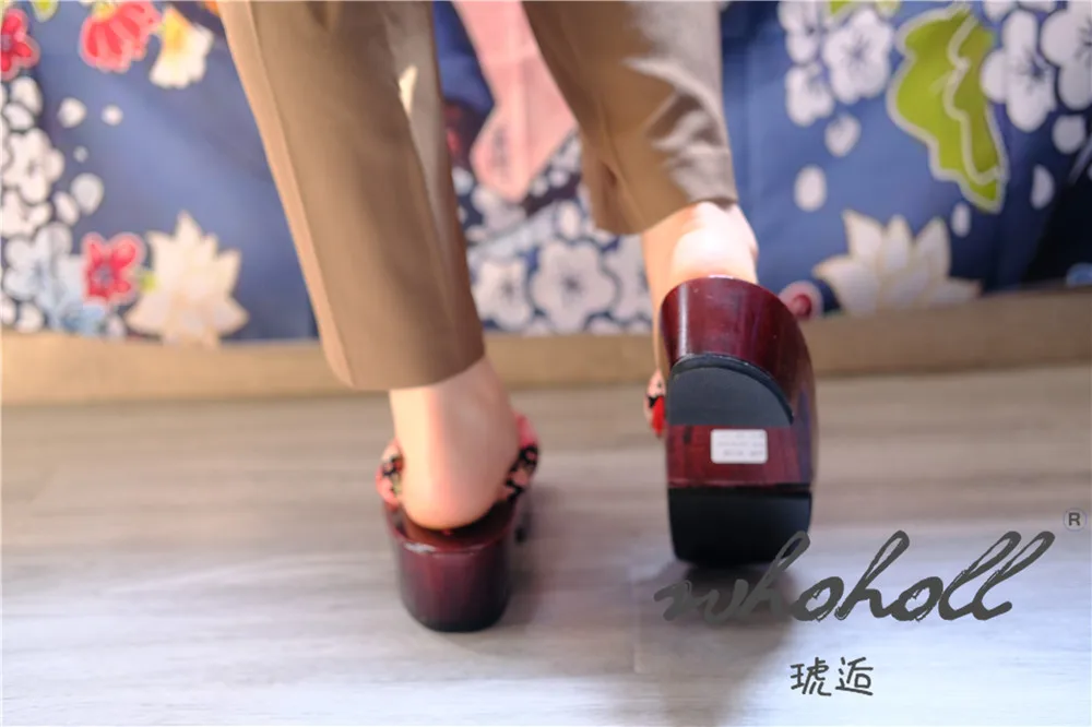 Cosplay Keilsandalen für Damen, japanische Geta Anime Cosplay Schuhe, Holzsohlen-Flip-Flops, japanische Geta Clogs Hausschuhe – Detail 17